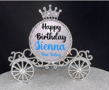 Load image into Gallery viewer, Cinderella Carriage Cake topper - Swarovski crystal elements carriage, fairytale Princess carriage ,Cake decoration by Crystal Wedding UK
