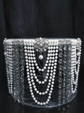 Load image into Gallery viewer, Pearl Wedding Cake Stand: GATSBY ART DECO . Floating Acrylic Base, Custom Sizes
