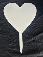 Load image into Gallery viewer, Heart Cake Topper, Wedding Cake Topper, White Acrylic Cake Topper with Personalised Names, Etched Engraved Heart Cake Topper

