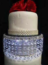 Load image into Gallery viewer, Faux Crystal Diamante cake separator 6" 8" 10" 12" &amp; light feature by Crystal wedding uk

