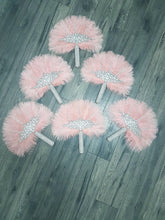 Load image into Gallery viewer, Blush pink feather fan bouquet, Great Gatsby wedding style 1920&#39;s - any colour as custom made by Crystal wedding uk
