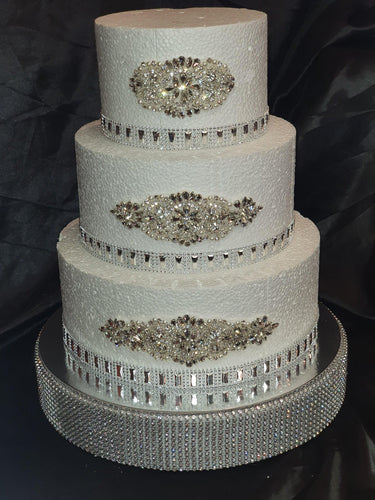 Cake brooch set of 3 , crystal rhinestone & pearl cake decoration - Silver or Gold by Crystal wedding uk
