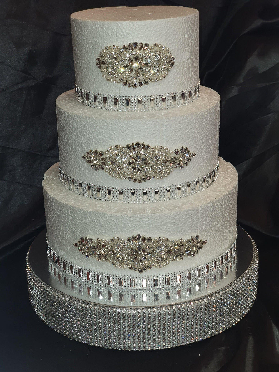 Cake brooch set of 3 , crystal rhinestone & pearl cake decoration - Silver or Gold by Crystal wedding uk