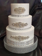 Load image into Gallery viewer, Cake brooch set of 3 , crystal rhinestone &amp; pearl cake decoration - Silver or Gold by Crystal wedding uk

