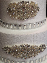 Load image into Gallery viewer, Cake brooch set of 3 , crystal rhinestone &amp; pearl cake decoration - Silver or Gold by Crystal wedding uk
