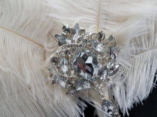 Load image into Gallery viewer, Feather Fan bouquet luxury alternative Bouquet Great Gatsby wedding style -ANY COLOUR Artificial bouquet by Crystal wedding uk
