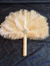 Load image into Gallery viewer, Feather Fan bouquet luxury alternative Bouquet Great Gatsby wedding style -ANY COLOUR Artificial bouquet by Crystal wedding uk
