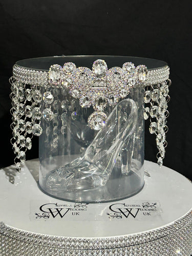 Glass slipper cake separator, shoe wedding cake separator ,8" cake divider by Crystal wedding uk