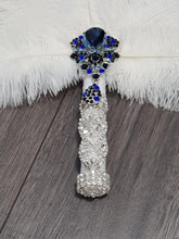 Load image into Gallery viewer, Feather Fan bouquet, custom brooch bridal fan. Great Gatsby wedding style 1920&#39;s by Crystal wedding uk
