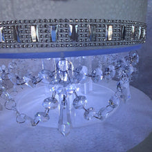 Load image into Gallery viewer, Crystal Chandelier LED Wedding Cake Tiers, CAKE Separator Set of 2, cake dividers, glass crystal drapes, 8&quot;+ 10&quot; x 3&quot; depth
