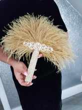 Load image into Gallery viewer, Feather Fan bouquet luxury alternative Bouquet Great Gatsby wedding style -ANY COLOUR Artificial bouquet by Crystal wedding uk
