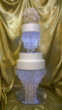 Load image into Gallery viewer, Chandelier cake stand , 2 tier set Premium crystal 6" and 12" + led's by Crystal wedding uk
