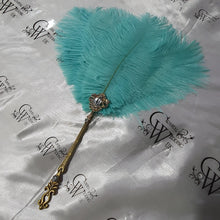 Load image into Gallery viewer, Ostrich feather Fan, smalll Bridesmaid wedding fan- ANY COLOUR by Crystal wedding uk
