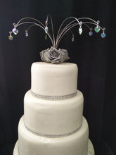 Load image into Gallery viewer, Rose cake topper, Crystal heart fountain
