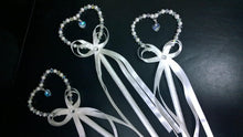 Load image into Gallery viewer, Flower girl wand, Crystal &amp; Pearl heart. by Crystal wedding uk
