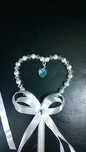 Load image into Gallery viewer, Flower girl wand, Crystal &amp; Pearl heart. by Crystal wedding uk
