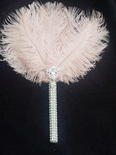 Load image into Gallery viewer, Ostrich Feather MINI Fan bouquet alternative Bouquet Great Gatsby wedding style 1920's -ANY COLOUR Artificial bouquet
