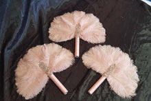 Load image into Gallery viewer, 3 X Ostrich Feather Fan. BLUSH FEATHERS- size 12&quot; Bridesmaids fan bouquets for wedding by Crystal wedding uk
