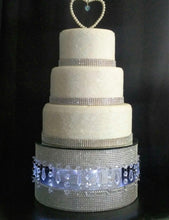 Load image into Gallery viewer, Diamante or Pearl crystal linked Podium style cake stand by Crystal wedding uk
