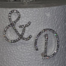 Load image into Gallery viewer, A to Z letters Swarovski element Rhinestone monogram Cake Topper decor, Wedding Initials, Silver cake topper,rhinestone cake decorations.
