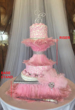 Load image into Gallery viewer, Ostrich Feather cake stand ,GATSBY 1920&#39;s style wedding cake stand - many colours - all sizes by Crystal wedding uk
