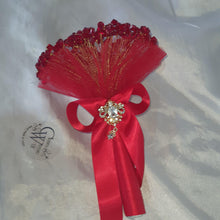 Load image into Gallery viewer, Crystal bouquet, Brides or bridesmaid wired crystal bead bouquet , Custom colours made to order by Crystal wedding uk
