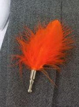 Load image into Gallery viewer, Feather buttonhole Boutonnière, Great Gatsby wedding style -ANY COLOUR by Crystal wedding uk
