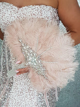 Load image into Gallery viewer, Set of 6 Feather Fan bouquets, Ostrich feathers,Great Gatsby wedding style 1920's - any colour as custom made by Crystal wedding uk
