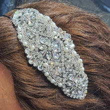 Load image into Gallery viewer, Crystal and Pearl tiara , side hair piece by Crystal wedding uk
