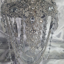 Load image into Gallery viewer, Brooch bouquet, 7&quot; Jewel crystal wedding bouquet + grooms buttonhole Bridal Brooch Bouquet, cascade Jewel bouquet by Crystal wedding uk
