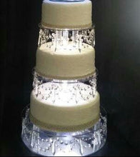 Load image into Gallery viewer, Crystal Chandelier LED Wedding Cake Tiers, Separator Set of 3 cake dividers, glass crystal drapes, 8"10"12" by Crystal wedding uk
