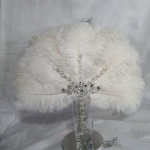 Load image into Gallery viewer, Set of 4 Feather Fan bouquets, Ostrich feathers,Great Gatsby wedding style 1920's - any colour as custom made
