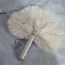 Load image into Gallery viewer, Set of 4 Feather Fan bouquets, Ostrich feathers,Great Gatsby wedding style 1920's - any colour as custom made
