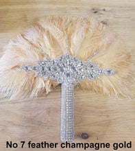 Load image into Gallery viewer, Set of 4 Feather Fan bouquets, Ostrich feathers,Great Gatsby wedding style 1920's - any colour as custom made
