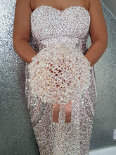Load image into Gallery viewer, Rose gold AB Crystal bouquet, Brides wire bead jewel bouquet by Crystal wedding uk
