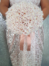 Load image into Gallery viewer, Rose gold AB Crystal bouquet, Brides wire bead jewel bouquet by Crystal wedding uk
