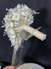 Load image into Gallery viewer, Ivory Pearl &amp; Crystal Bridal Bouquet: Rhinestone Wedding Flowers
