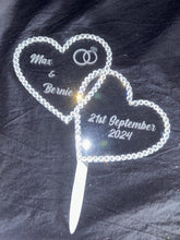 Load image into Gallery viewer, Personalized Crystal Heart Cake Topper: Swarovski Rhinestone, 6''
