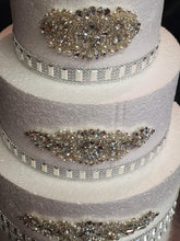 Load image into Gallery viewer, Cake brooch set of 3 , crystal rhinestone &amp; pearl cake decoration - Silver or Gold by Crystal wedding uk
