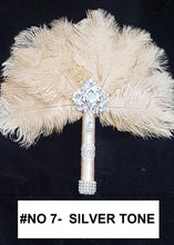 Load image into Gallery viewer, Feather Fan bouquet luxury alternative Bouquet Great Gatsby wedding style -ANY COLOUR Artificial bouquet by Crystal wedding uk

