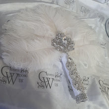 Load image into Gallery viewer, Feather Fan bouquet luxury alternative Bouquet Great Gatsby wedding style -ANY COLOUR Artificial bouquet by Crystal wedding uk
