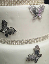 Load image into Gallery viewer, 3d silver Metal Butterfly cake topper set
