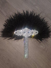 Load image into Gallery viewer, Feather Fan bouquet luxury alternative Bouquet Great Gatsby wedding style -ANY COLOUR Artificial bouquet by Crystal wedding uk
