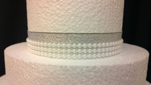 Load image into Gallery viewer, Faux Pearl trim ribbon for cake craft decoration in Pink - blue- aqua - white 3 rows wide/ 1 yrd by Crystal wedding uk
