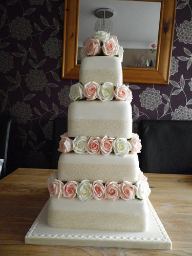 Rose tier cake dividers, Rose wedding cake decorations