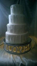 Load image into Gallery viewer, Cake stand Mr &amp; Mrs personalised words wedding cake stand + lights [ choose from Many word options - Personalised, RHINESTONE EFFECT FINISH
