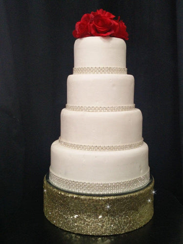 Sequin wedding cake stand round or square by Crystal wedding uk