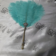 Load image into Gallery viewer, Ostrich feather Fan, smalll Bridesmaid wedding fan- ANY COLOUR by Crystal wedding uk
