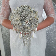 Load image into Gallery viewer, Crystal cascade brooch bouquet, jewel bouquet, alternative Great Gatsby style wedding flowers. by Crystal wedding uk
