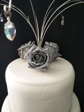 Load image into Gallery viewer, Rose cake topper, Crystal heart fountain
